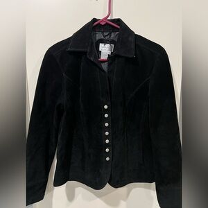 Y2K Grunge Whimsygoth Live a Little Black Leather Suede Blazer